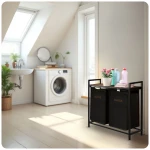 Kosz na pranie bieliznę dwukomorowy  na stelażu 80 l Massido