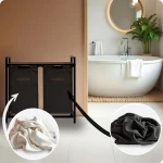 Kosz na pranie bieliznę dwukomorowy  na stelażu 80 l Massido