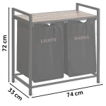 Kosz na pranie bieliznę dwukomorowy  na stelażu 80 l Massido