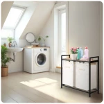 Kosz na pranie bieliznę dwukomorowy  na stelażu 80 l Massido