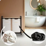 Kosz na pranie bieliznę dwukomorowy  na stelażu 80 l Massido