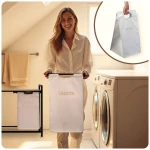 Kosz na pranie bieliznę dwukomorowy  na stelażu 80 l Massido