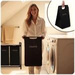 Kosz na pranie bieliznę trzykomorowy  na stelażu 120 l Massido