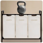 Kosz na pranie bieliznę trzykomorowy  na stelażu 120 l Massido