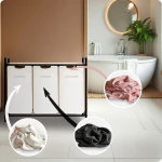 Kosz na pranie bieliznę trzykomorowy  na stelażu 120 l Massido