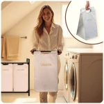 Kosz na pranie bieliznę trzykomorowy  na stelażu 120 l Massido