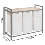 Kosz na pranie bieliznę trzykomorowy  na stelażu 120 l Massido