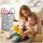 Kosz na zabawki Nukido - szary w gwiazdki 