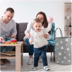 Kosz na zabawki Nukido - szary w gwiazdki 