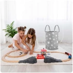 Kosz na zabawki Nukido - szary w gwiazdki 