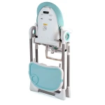 Krzesełko do karmienia ze stolikiem, leżaczek Belo niebieskie + pałąk 