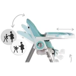 Krzesełko do karmienia ze stolikiem, leżaczek Belo niebieskie + pałąk 