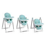 Krzesełko do karmienia ze stolikiem, leżaczek Belo niebieskie + pałąk 
