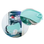 Krzesełko do karmienia ze stolikiem, leżaczek Belo niebieskie + pałąk 