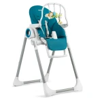 Krzesełko do karmienia ze stolikiem, leżaczek Belo ciemno niebieskie + pałąk 