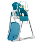 Krzesełko do karmienia ze stolikiem, leżaczek Belo ciemno niebieskie + pałąk 