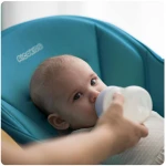 Krzesełko do karmienia ze stolikiem, leżaczek Belo ciemno niebieskie + pałąk 