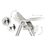 Krzesełko do karmienia ze stolikiem, leżaczek Belo szare + pałąk