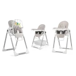 Krzesełko do karmienia ze stolikiem, leżaczek Belo szare + pałąk
