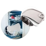 Krzesełko do karmienia ze stolikiem, leżaczek Belo szare + pałąk