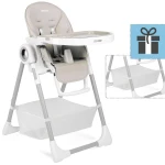 Krzesełko do karmienia ze stolikiem, leżaczek Belo szare + pałąk