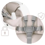 Krzesełko do karmienia ze stolikiem, leżaczek Belo szare + pałąk