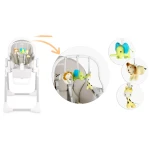 Krzesełko do karmienia ze stolikiem, leżaczek Belo szare + pałąk