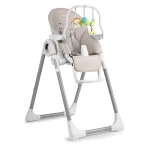 Krzesełko do karmienia ze stolikiem, leżaczek Belo szare + pałąk z zabawkami 