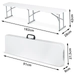 Ławka cateringowa ogrodowa składana 180 cm Plonos biała