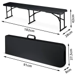 Ławka ogrodowa cateringowa składana 180 cm Plonos czarna