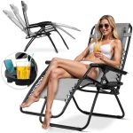 Leżak ogrodowy składany z poduszką Sofotel ChillWell szary