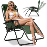 Leżak ogrodowy składany z poduszką Sofotel ChillWell zielony