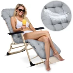 Leżak ogrodowy składany z poduszką Sofotel ChillWell zestaw 2 szt jasno szary