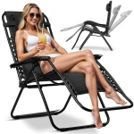 Leżak ogrodowy składany z poduszką Sofotel ChillWell Soft czarny