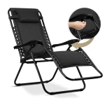 Leżak ogrodowy składany z poduszką Sofotel ChillWell Soft czarny