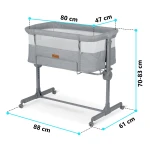 Łóżeczko dostawka+ materac + NK-243 szare