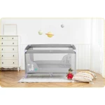 Łóżeczko turystyczne + materac + torba 125 x 65 x 78 cm RK-240 szaro-lawendowe