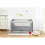 Łóżeczko turystyczne + materac + torba125 x 65 x 78 cm RK-240 jasno szare