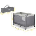 Łóżeczko turystyczne + materac + torba125 x 65 x 78 cm RK-240 jasno szare