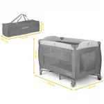 Łóżeczko turystyczne + materac + torba 125x65x78cm RK-242 szare