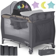 Łóżeczko turystyczne + materac + torba 125 x 65 x 78 cm RK-242 antracyt