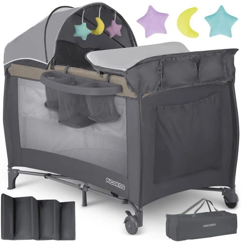 Łóżeczko turystyczne + materac + torba 125 x 65 x 78 cm RK-242 antracyt