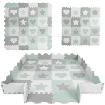 Mata piankowa puzzle 150x150cm 16 szt szaro-miętowy