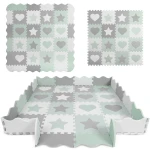 Mata piankowa puzzle 151x151cm 16 szt Ricokids szaro-miętowy