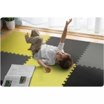 Mata piankowa puzzle 180x180cm 9 szt szaro żółta 