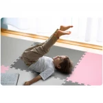 Mata piankowa puzzle 180x180cm 9 szt szaro różowa 