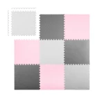 Mata piankowa puzzle 180x180cm 9 szt szaro różowa 