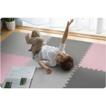 Mata piankowa puzzle 180x180cm 9 szt szaro różowa 