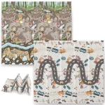 Mata piankowa składana 200 x 180 x 1 cm Nukido NK-340 ziemia-pociąg