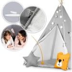 Namiot tipi dla dzieci z girlandą i światełkami - szare